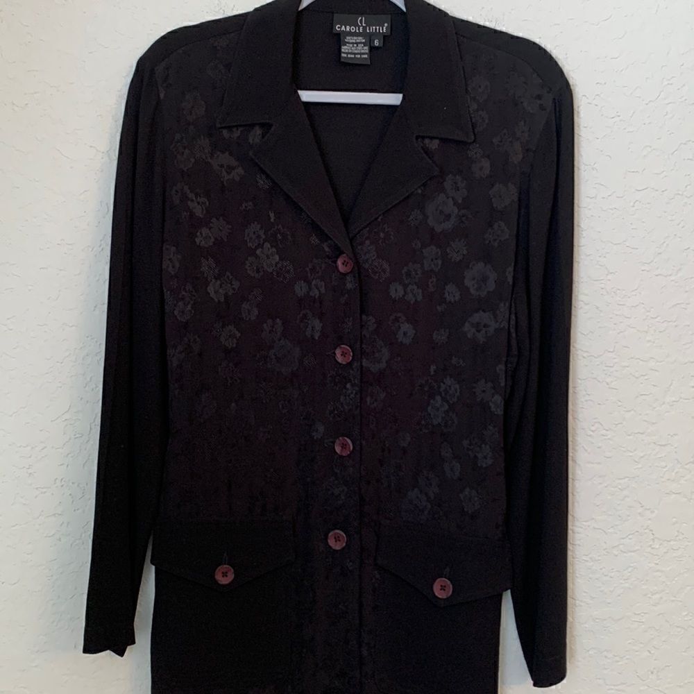 CAROLE LITTLE Womens Black Cardigan. 100% Rayon. Size 6